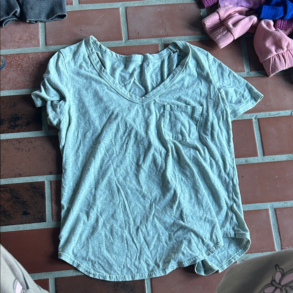 Casual Gray V-Neck Women's Top
